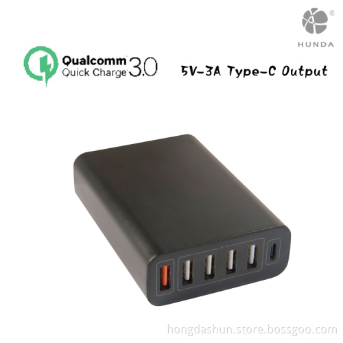 bestsellers in china 60W qualcomm quick charge 3.0 + 3A Type-C multiple USB Wall Charger Adapter devices